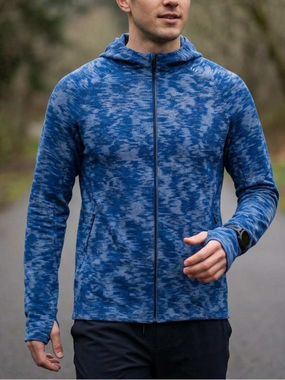 Lululemon Surge Warm Full Zip Hoodie Blue Jacquard M